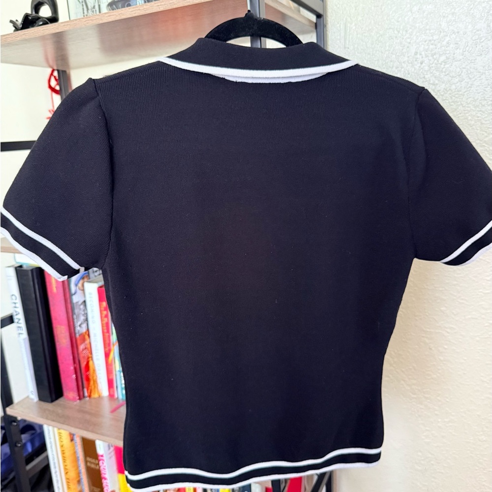 Bailey/44 Black and White Sculpt Ribbed Knit Top - Picture 4 of 8